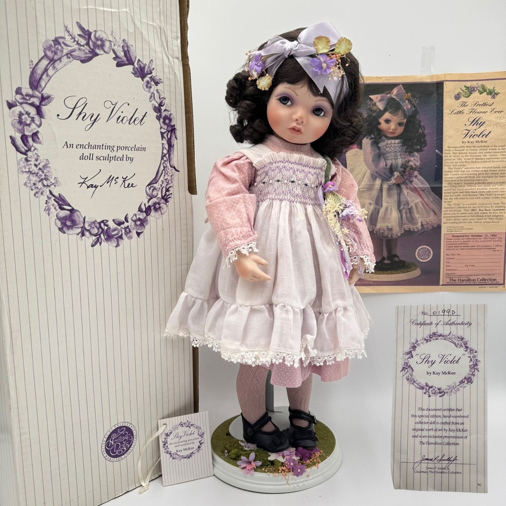 Vintage Kay McKee Shy Violet Porcelain Doll Hamilton Collection 1991 w/ Box Auth